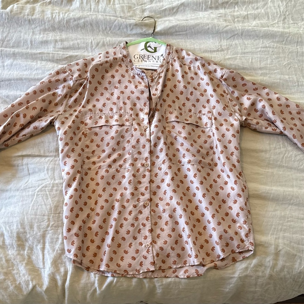 Pink And Brown Patterned Blouse - image 1
